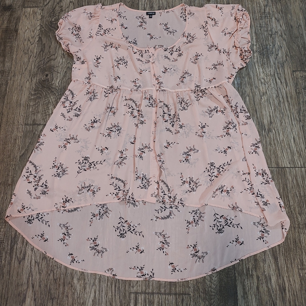 torrid Light Pink Floral High-Low Women's Sheer Top Size 4x - Picture 5 of 8